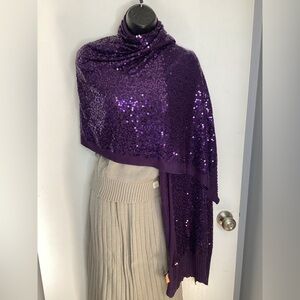 IMAN Global Chic Collection Purple Sequin Wrap EUC